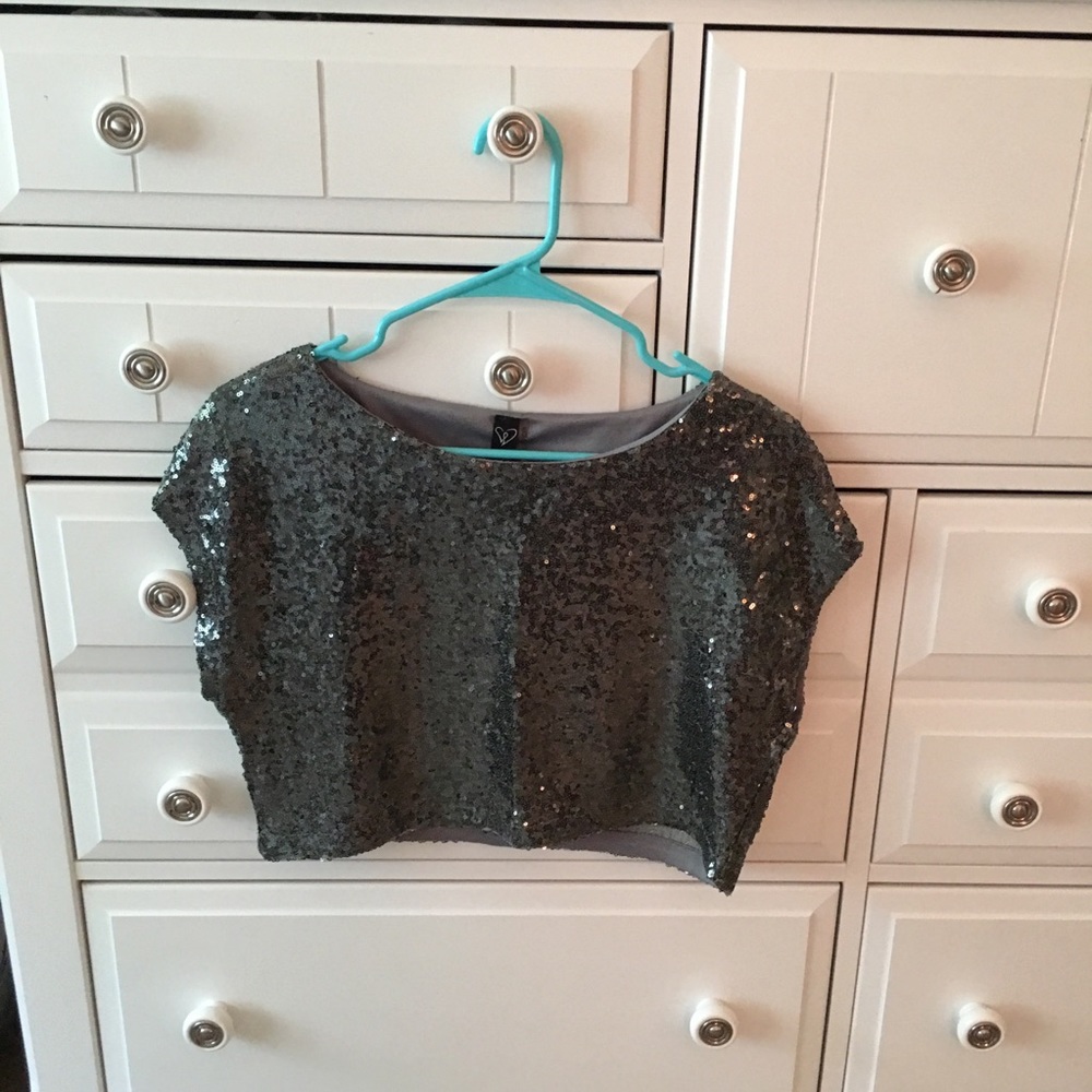 Windsor Silver Sequin Crop Top